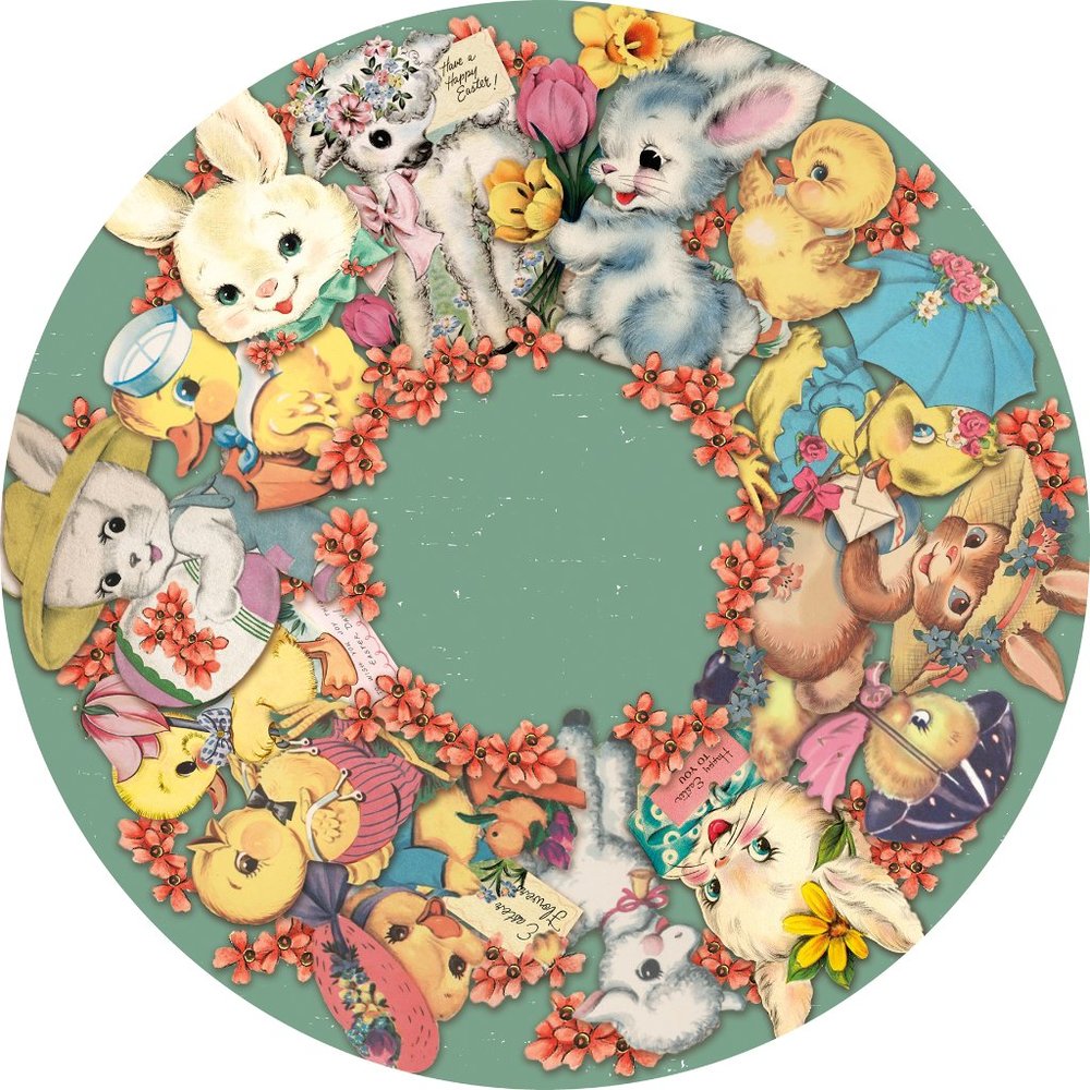 Primitives by Kathy Retro Easter Paper Placemats Vintage Design Bunny Chick Duck